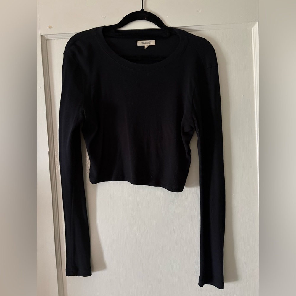 Madewell Black Long Sleeve Crop Top